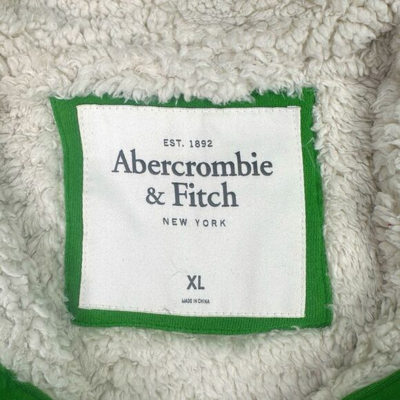 Abercrombie & Fitch Green Sherpa Lined Full Zip Hoodie - Size XL - Picture 6 of 6